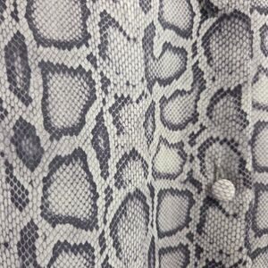 VTG Y2K Snakeskin Print Button Down Black White Sheer Top LARGE